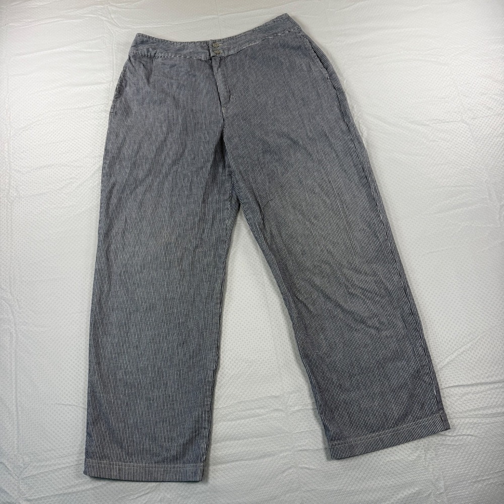 Chico's Design Womens Pinstripe Set Wide Pants 3/4 Sleeve Top Size 1 M